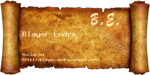 Blayer Endre névjegykártya